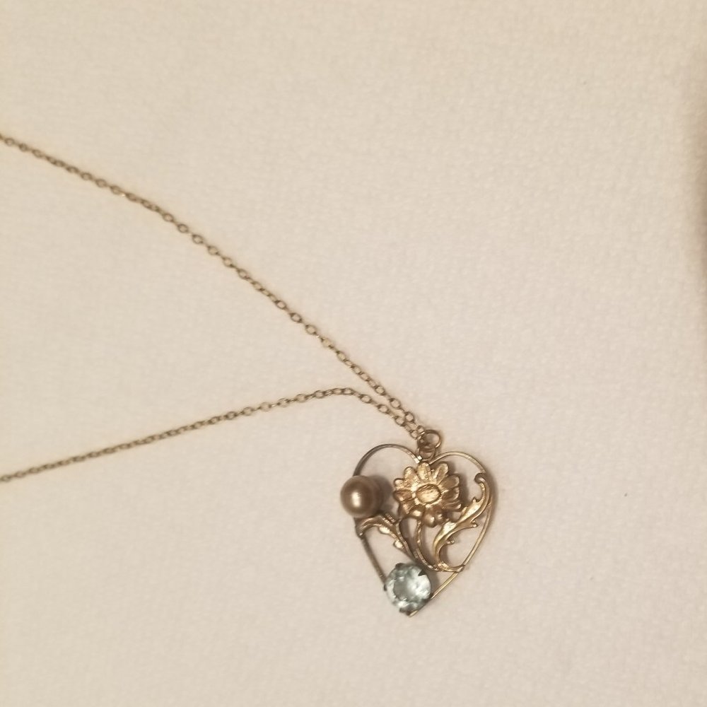 Intricate, signed I. Michelson vtg gold-filled necklace - Picture 3 of 5